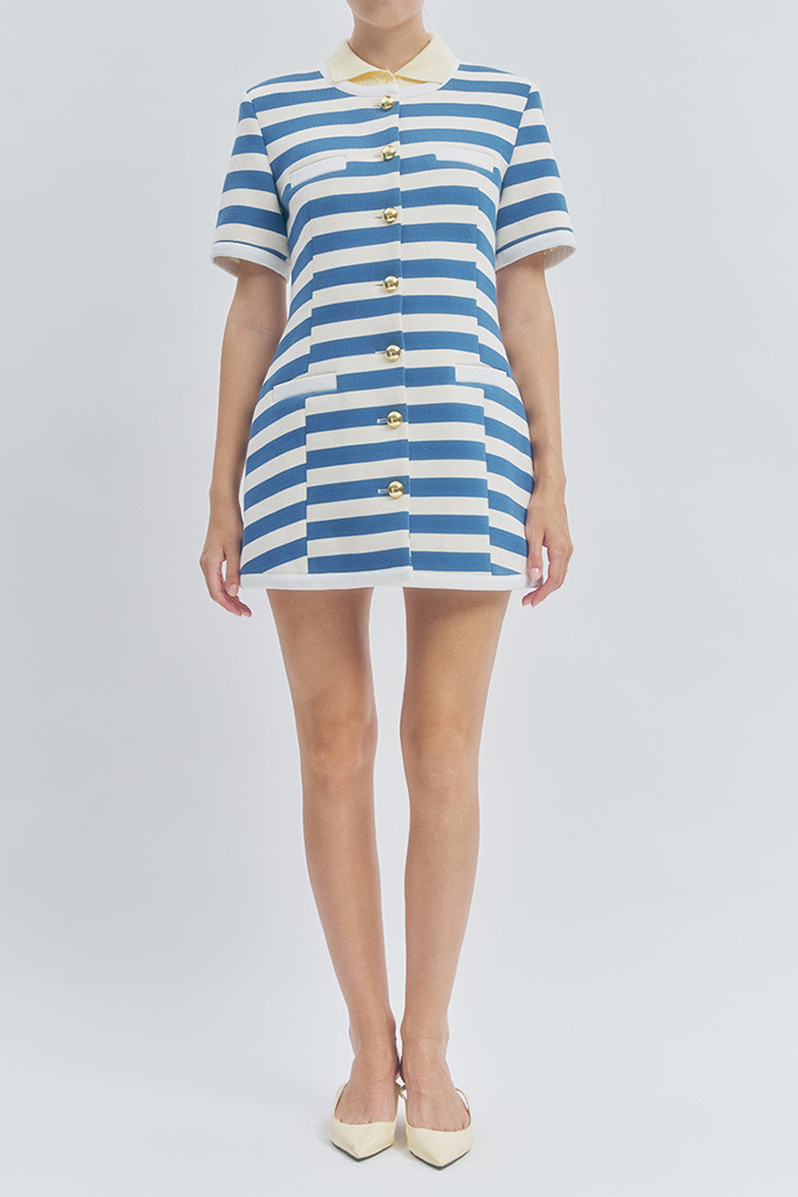 Elevate your everyday elegance with this refined striped knit mini dress, designed for effortless sophistication.