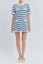 Elevate your everyday elegance with this refined striped knit mini dress, designed for effortless sophistication.